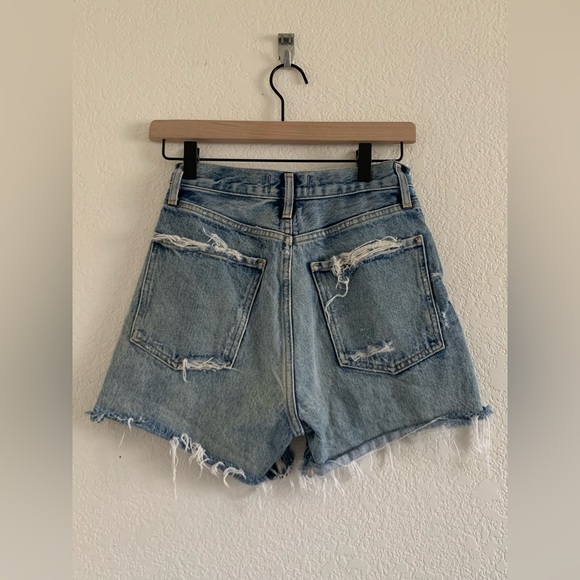 Agolde Distressed Blue Jean Shorts - Picture 2 of 9